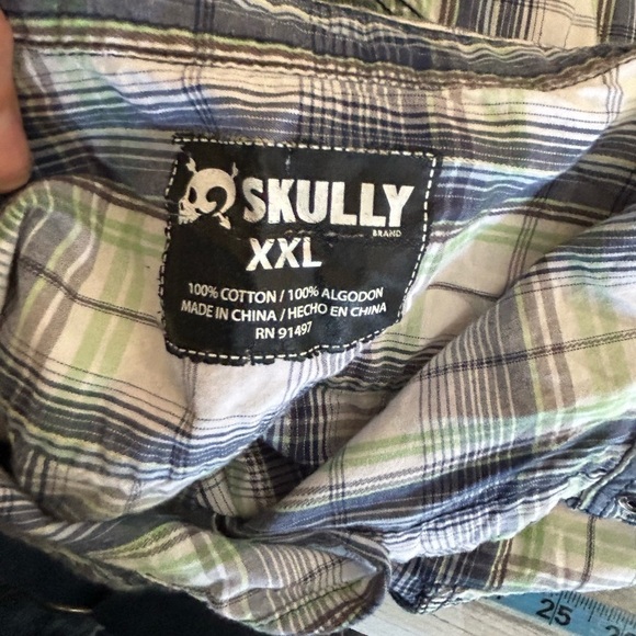 Skully XXL men’s button-down plaid/equestrian/western with rolls have sleeves - Picture 6 of 8